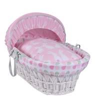 Clair de Lune Rabbits Moses Basket in White