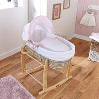 Clair de Lune Stars and Stripes Palm Moses Basket Pink