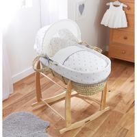 Clair de Lune Lullaby Hearts Palm Moses Basket White