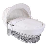 Clair de Lune Stardust Grey Wicker Moses Basket White