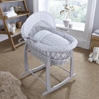 clair de lune speckles grey wicker moses basket grey