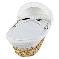 Clair de Lune White Wicker Moses Basket with Waffle Lining White