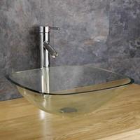 Clear Square Glass Washbasin - 31cm Monza Design