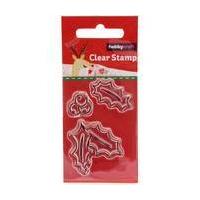 clear holly christmas stamp 12 x 6 cm