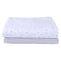 Clair de Lune Pack of 2 Printed Cot Bed Sheets in Grey