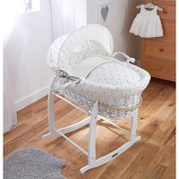 Clair de Lune Lullaby Hearts White Wicker Moses Basket White