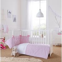Clair de Lune Barley Bebe 2 Piece Quilt and Coverlet with Bumper Set to fit Cot Bed and Cot Pink