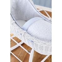 clair de lune stars and stripes white willow bassinet blue