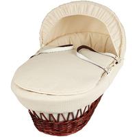 Clair De Lune Waffle Dark Wicker Moses Basket in Cream