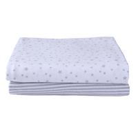 Clair de Lune Pack of 2 Printed Cot Sheets in Grey