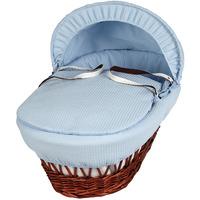 Clair De Lune Waffle Dark Wicker Moses Basket in Blue