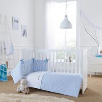 Clair de Lune Barley Bebe 2 Piece Quilt and Coverlet with Bumper Set to fit Cot Bed and Cot Blue