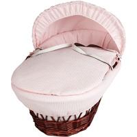 Clair De Lune Waffle Dark Wicker Moses Basket in Pink