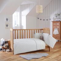 Clair de Lune Lullaby Hearts 2 Piece Quilt and Coverlet with Bumper Set to fit Cot Bed and Cot White