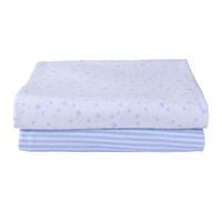 Clair de Lune Pack of 2 Printed Cot Sheets in Blue