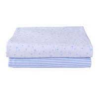 clair de lune pack of 2 printed cot sheets in blue