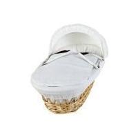 Clair de Lune White Wicker Moses Basket with Waffle Lining White