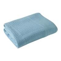 Clair de Lune Blue Cotton Cellular Blanket for Pram and Crib
