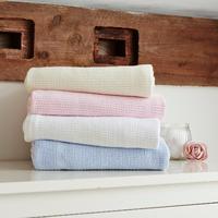Clair de Lune Blue Cotton Cellular Blanket for Cot and Cot Bed