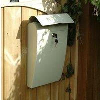 Clay Cream Metal Post Box with Lock by Garden Trading