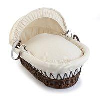 clair de lune waffle dark wicker moses basket cream