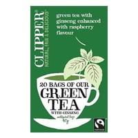 Clipper Fairtrade Green Tea with Ginseng and Raspberry Flavour 20 Bags