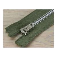 Clearance Silver Metal Closed End Zips 55cm Khaki Green