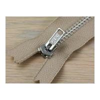 clearance silver metal closed end zips 55cm beige