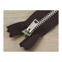 Clearance Silver Metal Closed End Zips 40cm Brown