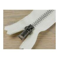 Clearance Silver Metal Closed End Zips 30cm Cream