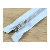 Clearance Silver Metal Open End Strong Zips 60cm Sky Blue