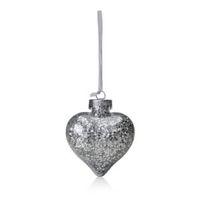 Clear Heart with Silver Star Confetti Bauble