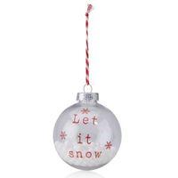 clear red let it snow bauble