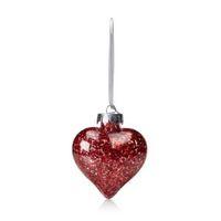 Clear Heart with Red Star Confetti Bauble