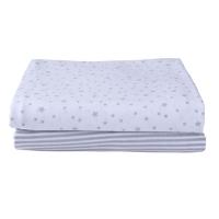 clair de lune pack of 2 fitted moses sheets printed grey