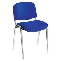 Club Fabric Stacking Chair Blue Chrome