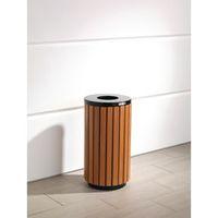 CLASSIC OUTDOOR WASTE BIN WITH WOOD EFFECT SURROUND AND OPEN TOP. 42 LITRE CAPACITY