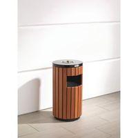 CLASSIC OUTDOOR WASTE BIN WITH WOOD EFFECT SURROUND AND ASHTRAY TOP. 33 LITRE CAPACITY