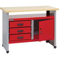 clarke clarke cwb114 1140mm workbench with 3 drawers and lockable cupb ...