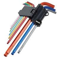 Clarke Clarke PRO344 9 Piece Colour Coded Extra-Long Ball End Metric Hex Key Set