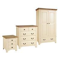 Clermont Shabby Chic Bedroom Set with Gents Wardrobe