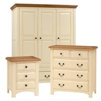 Clermont Shabby Chic Bedroom Set with Triple Wardrobe