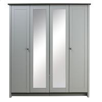 Clovelly 4 Door Centre Mirror Robe Grey