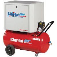 clarke clarke sse15c100 3hp 100ltr low noise reciprocating air compres ...