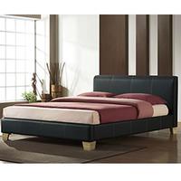 clearance birlea barcelona 4ft 6 double faux leather bed black