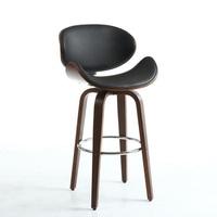 Clapton Bar Stool In Black And Walnut With Chrome Foot Rest