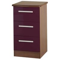 clearance knightsbridge high gloss aubergine and oak bedside cabinet 3 ...