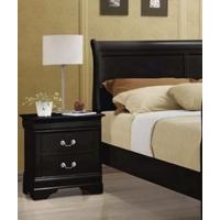 Clearance Louis Philippe Black Bedside Cabinet - 2 Drawers - G109