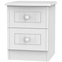 Clearance Warwick White Bedside Cabinet - 2 Drawer Locker - G345