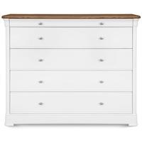 clemence richard tuscany painted oak 5 wide chest of drawer